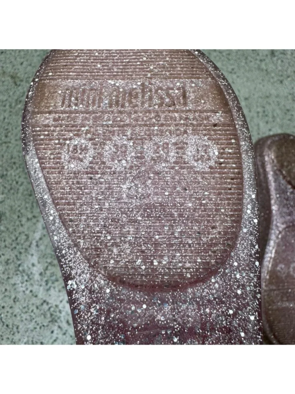 MINI MELISSA Ultragirl Bow Pink Glitter Jelly Flats Girls 12 Mary Jane Shoes - Picture 8 of 10